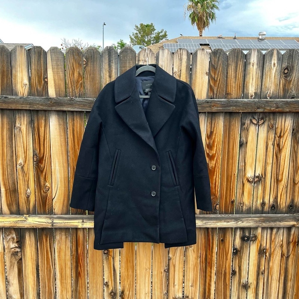 J. CREW Black Melton Wool Swing Coat